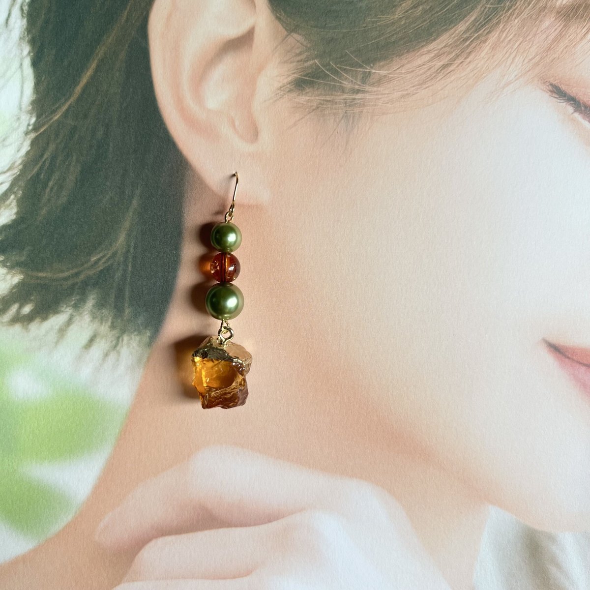 ハーフパールのべっ甲ピアス・イヤリング | peth handmade accessory s