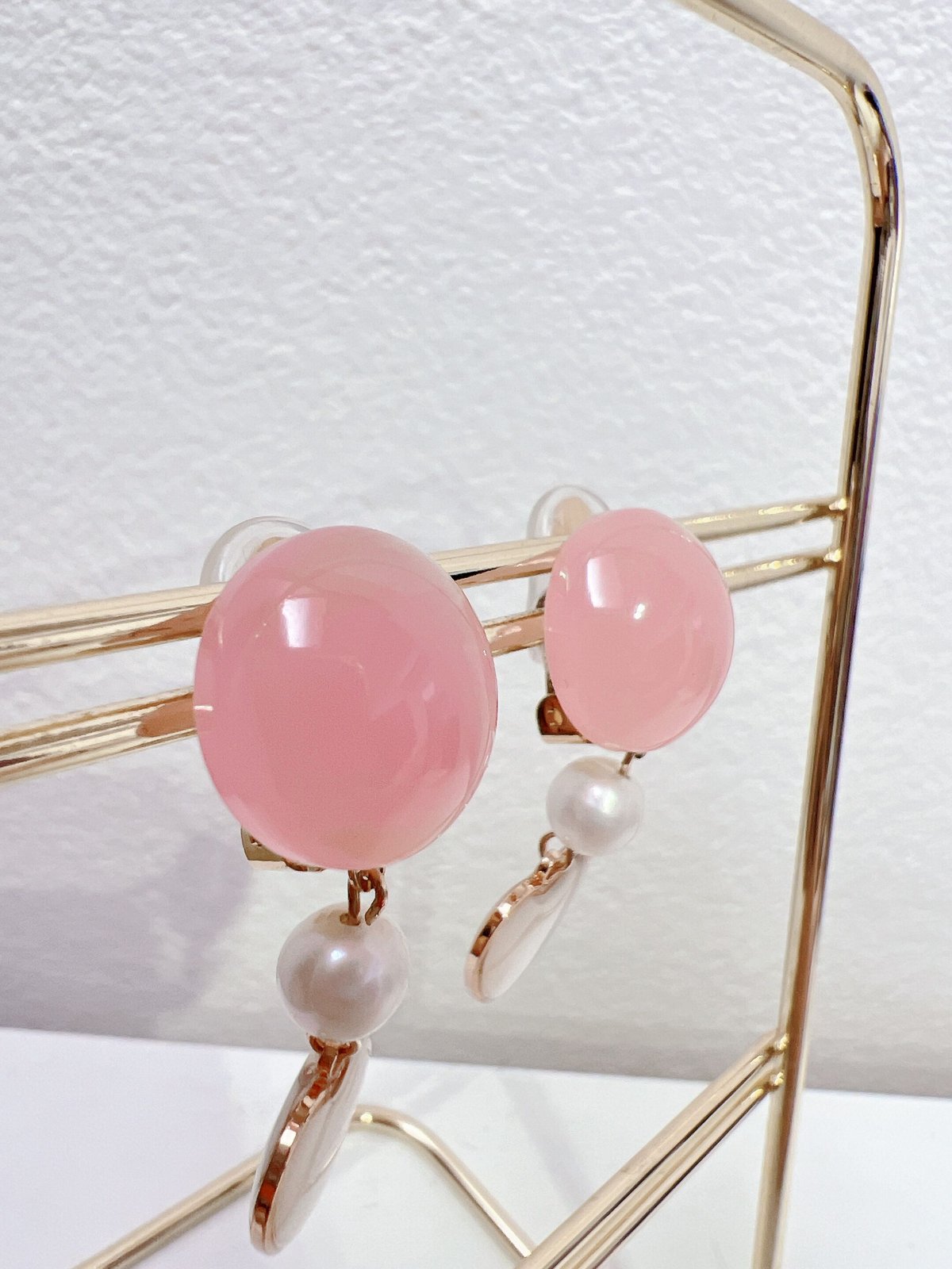 ピンクのハートシェルイヤリング・ピアス | peth handmade accessory s