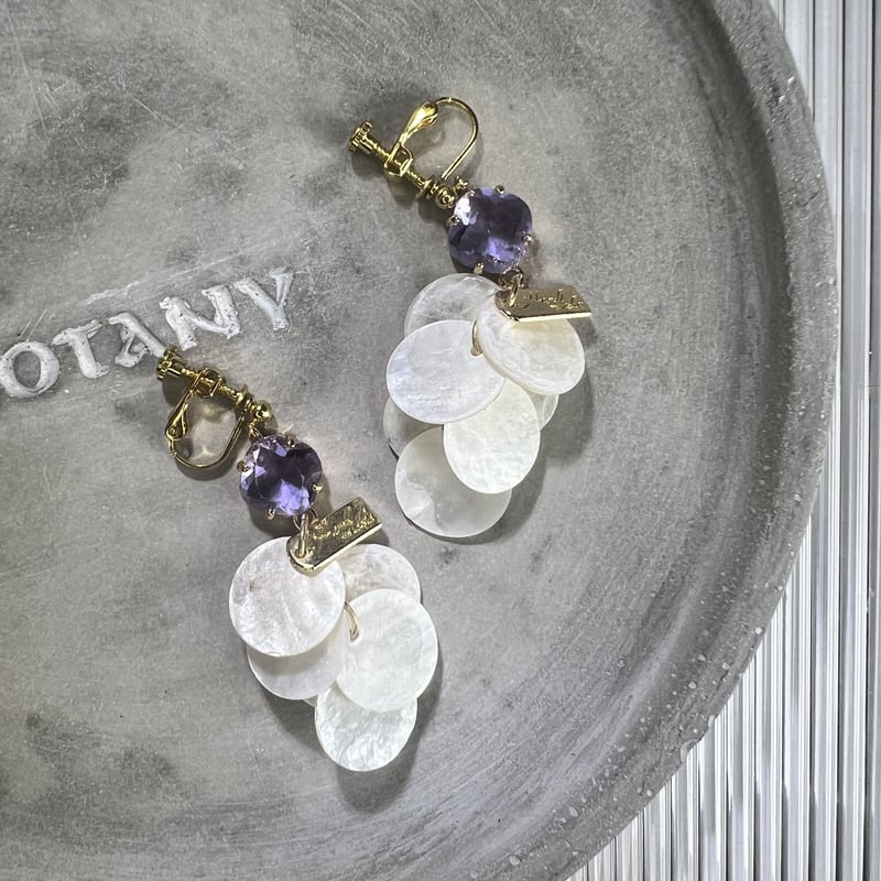 パープルシェルイヤリング・ピアス | peth handmade accessory store