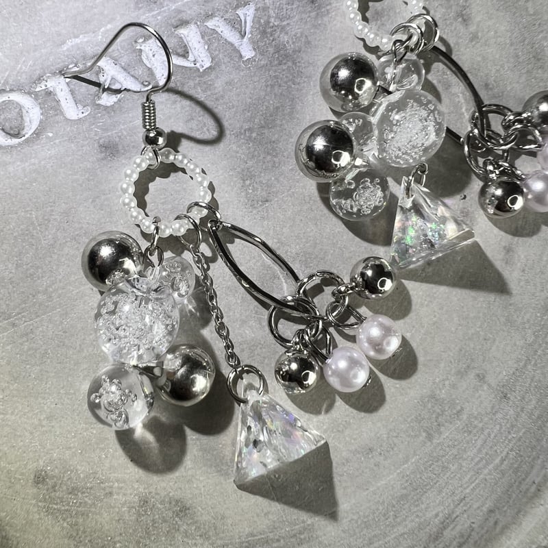 【おまけ付】 シルバークリアピアス・イヤリング store accessory handmade peth | イヤリング・ノンホールピアス