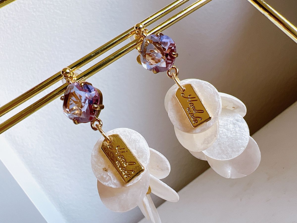 パープルシェルイヤリング・ピアス | peth handmade accessory store