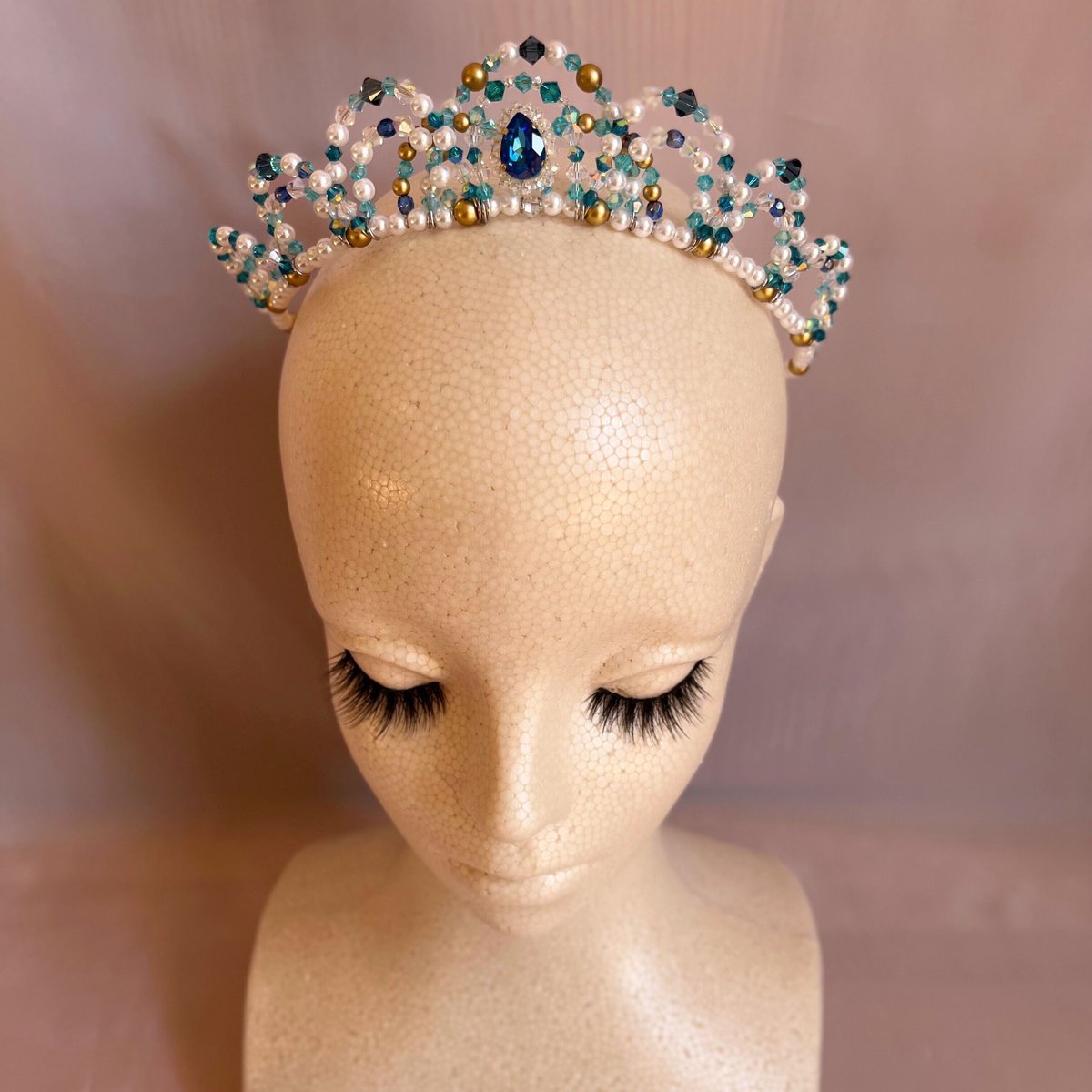 バレエティアラ　ゴールド×カプリブルー シルバーゴールド❇️バレエティアラ オーロラ姫・金平糖 ヘッド