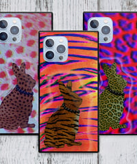 【iPhone Glass case】Feline Rabbit