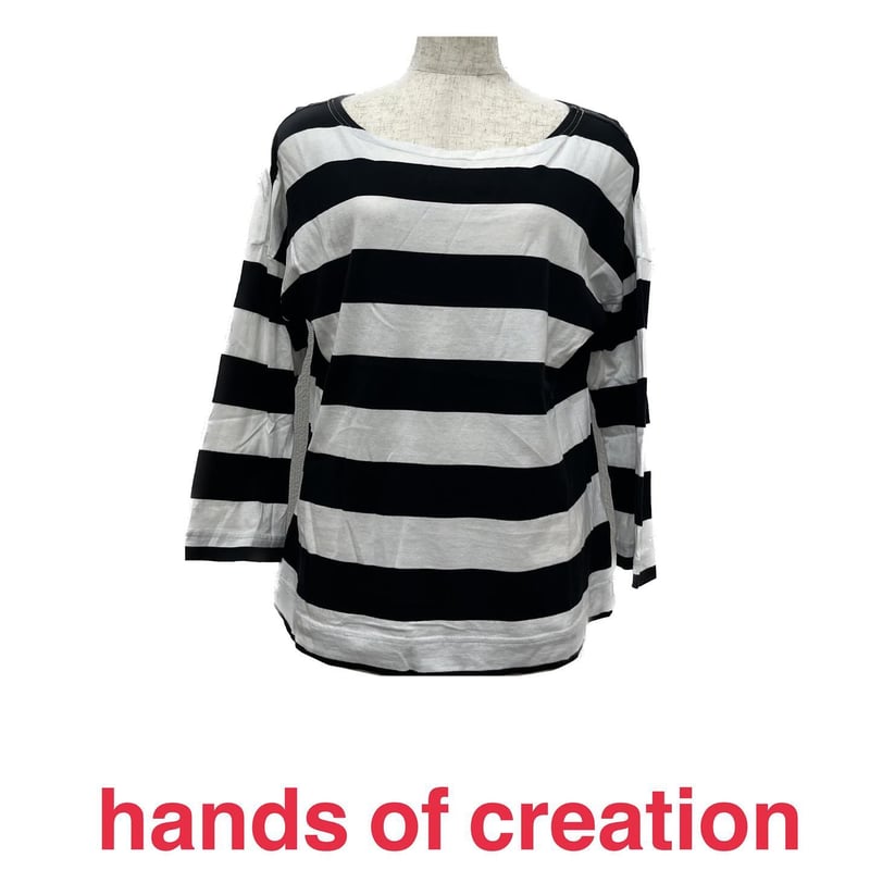 hands of creation 太ボーダーボートネック七分袖Tシャツ | switch....