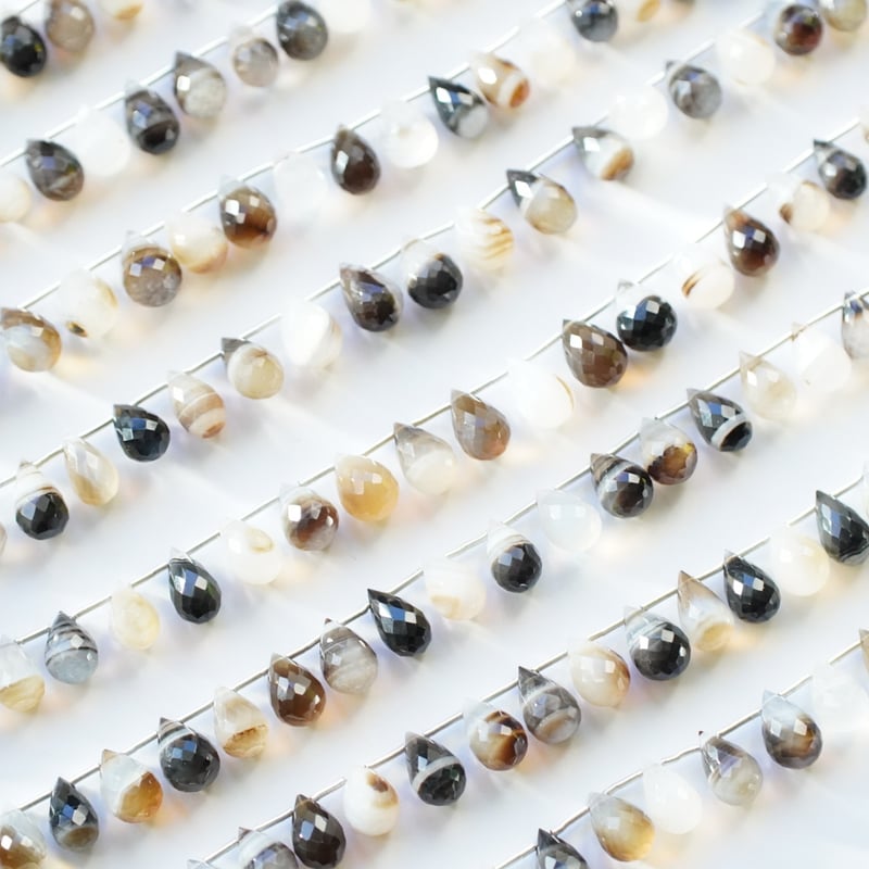 高品質】ブラックバンデッドアゲート ブリオレット ドロップ | Sea gems