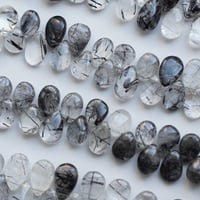 ブラックルチルインクォーツ　スムース　ペアシェイプ