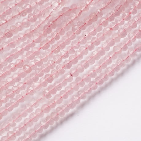 ローズクォーツ　ファセット　ボタン（ロンデル）3mm