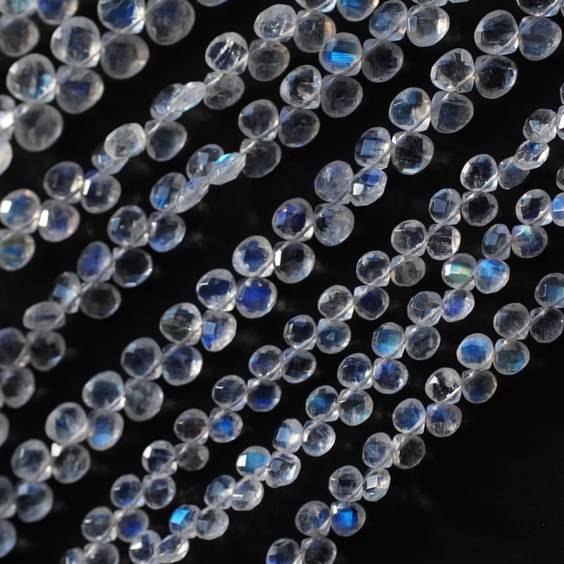 高品質・透明感抜群】レインボームーンストーン ファセット マロン