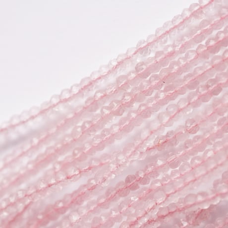 ローズクォーツ　ファセット　ボタン（ロンデル）3mm