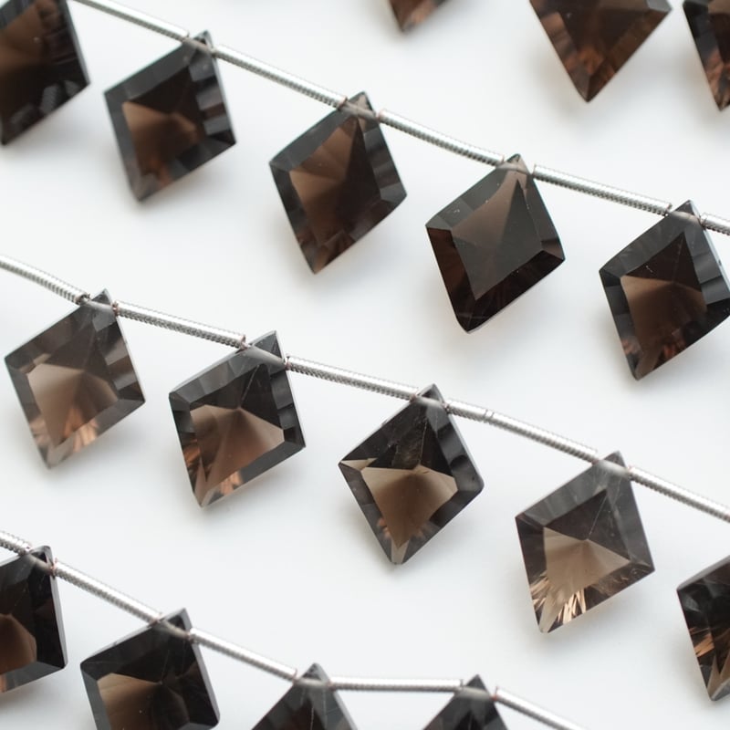 高品質ダイヤモンドファセットカット　スモーキークォーツ　水晶 スモーキークォーツ （茶水晶）｜産地・ブラジル 穴なしペア