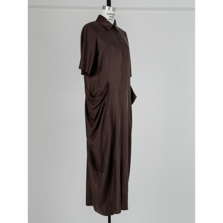 DOUBLE POCKET DRESS/Brown