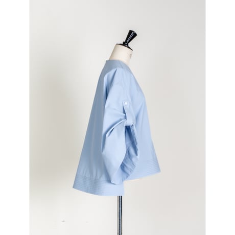 WASHABLE OVAL BLOUSE/Light blue