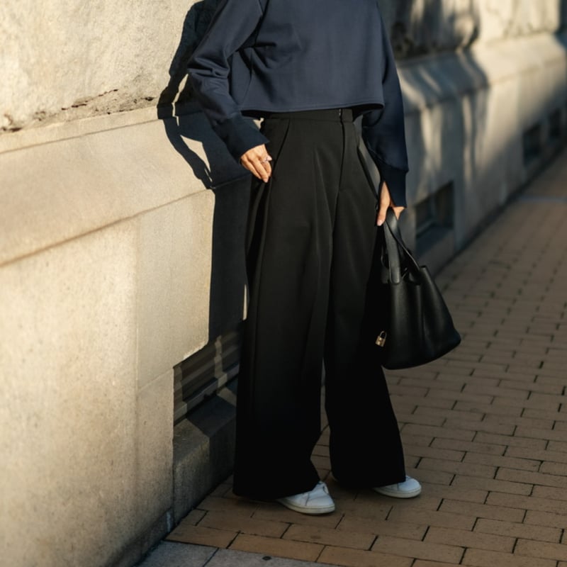 RELAX WIDE PANTS/Black | FREY 