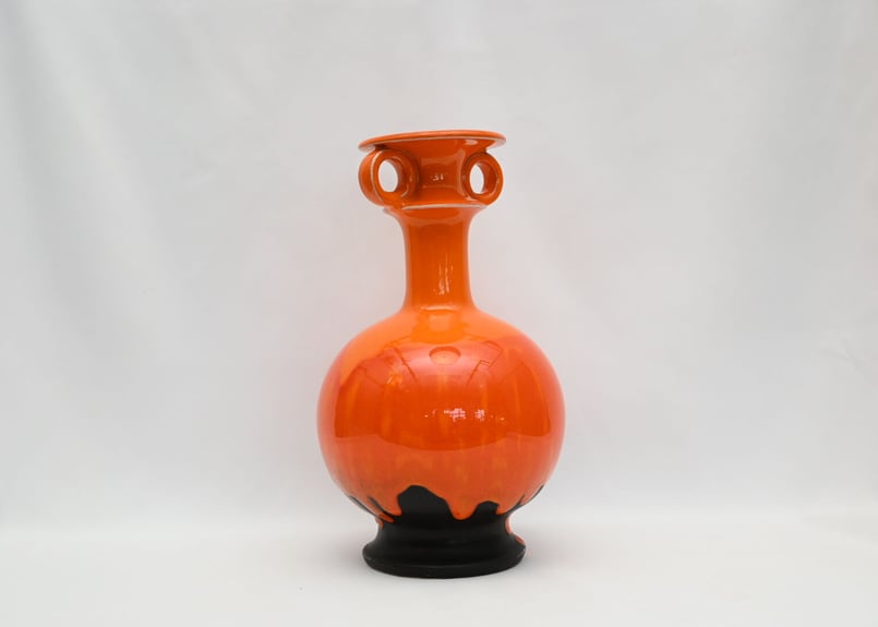 西ドイツ製 Fatlava 】kreutz 花瓶 26cm オレンジ色