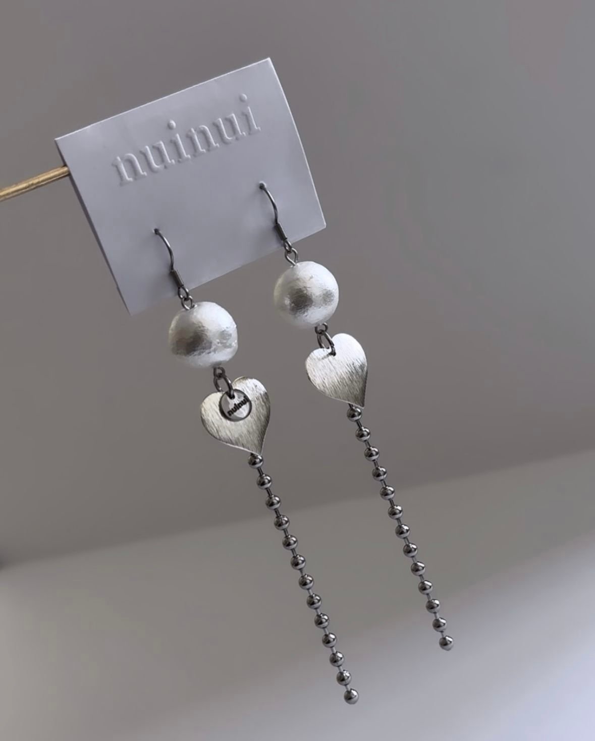 ★関税込★VINTAGE HOLLYWOOD★Black n Pearl Heart Earring.s★ pearl heart pierce／earring | nuinui
