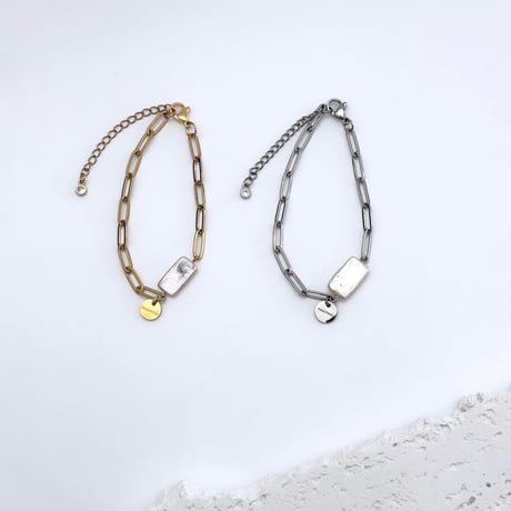 linkchain pearl bracelet／silver／gold