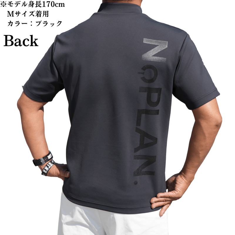 バックステルスロゴ モックネック BLACK 春秋 | noplan.golf STORE バックステルスロゴ モックネック BLACK 春秋 | noplan.golf STORE