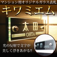 （hyo022）マンションガラス表札 キワミエム クリアタイプ（着色なし） 戸建て 機能門柱にも ハイセンス