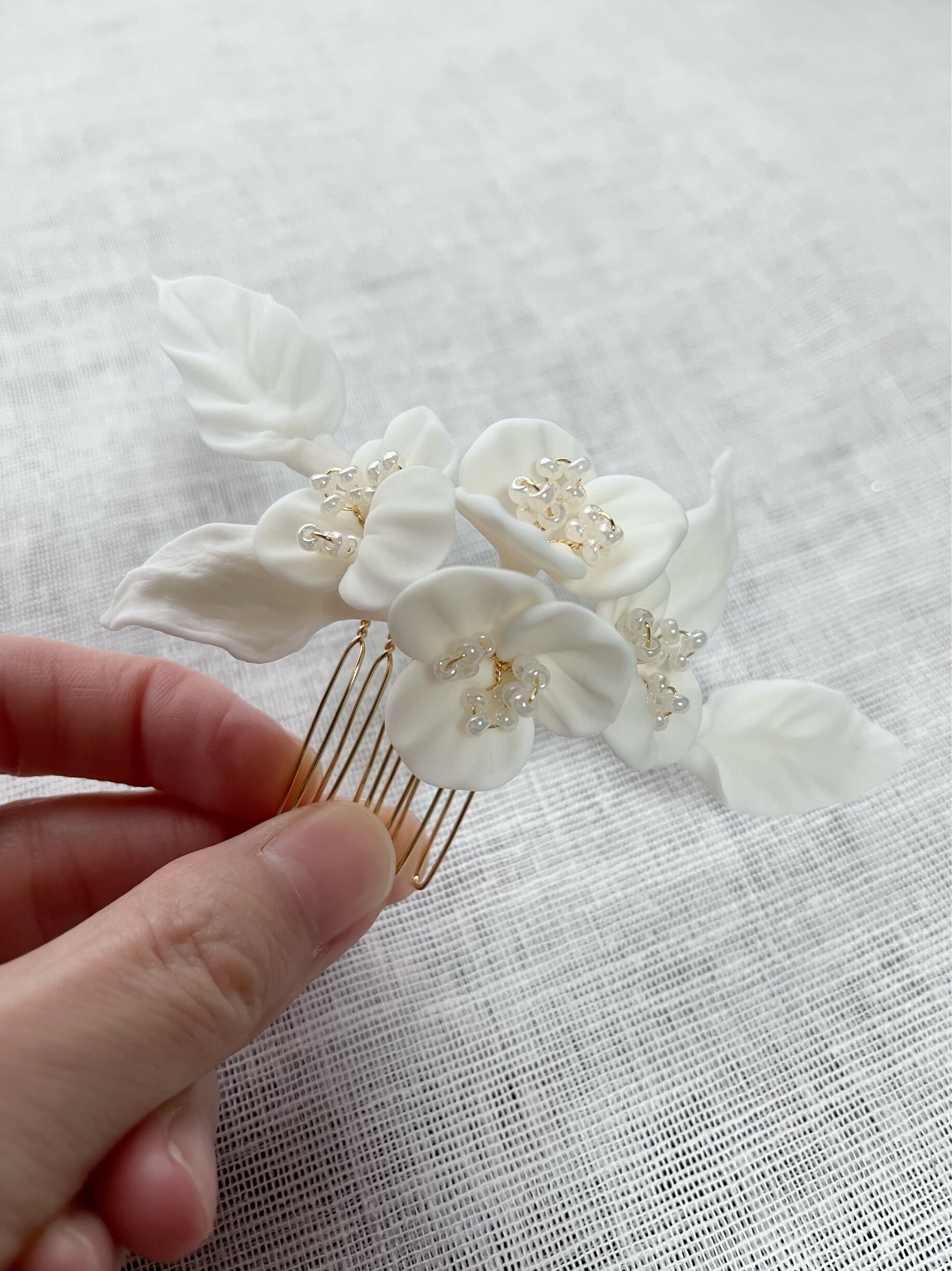 再販 クレイフラワー ヘッドドレス 純白 | And.d
