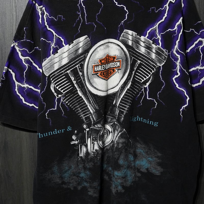 Harley Davidson Thunder&Lightning tシャツ Vintage REPRINT Harley Davidson Thunder & Lightning AOP T