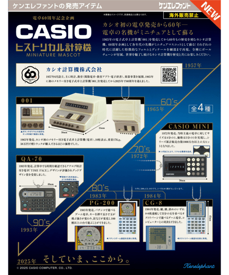 CASIO ヒストリカル計算機 ミニチュアマスコット BOX版　12個入り1BOX　［ケンエレファント］