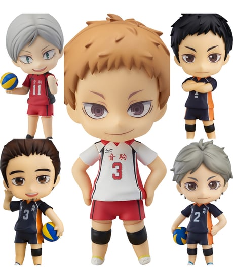 ハイキュー!!　ねんどろいど 澤村大地/菅原孝支/東峰旭/夜久衛輔/灰羽リエーフ　全５種　塗装済み可動フィギュア