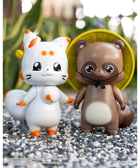 Chibi Creature てnこ　塗装済みソフビフィギュア　二尾の小狐　[エンバートイズ]
