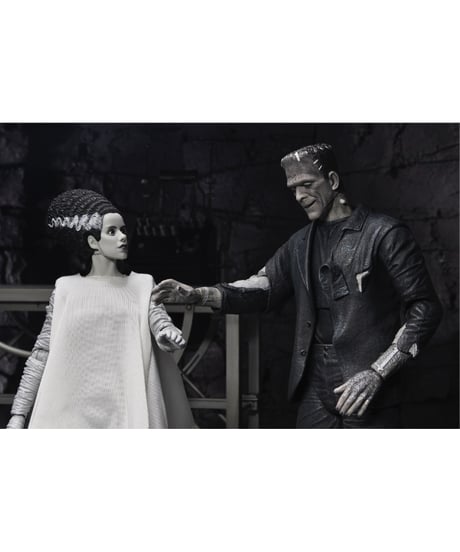 【予約】ユニバーサルモンスター/ フランケンシュタインの花嫁: 90thアニバーサリー フランケンシュタインモンスター＆ブライド 7インチ アクションフィギュア 2PK ブラック＆ホワイト ver）
