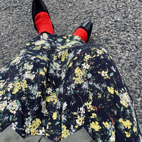小花柄ロングギャザースカート