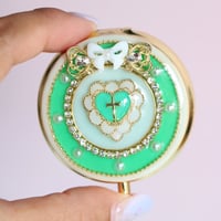 グリーン　クロスハート♡コンパクトケース