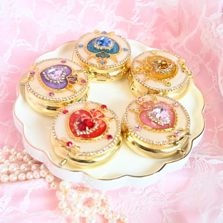 イエロー　ハートコンパクトケース