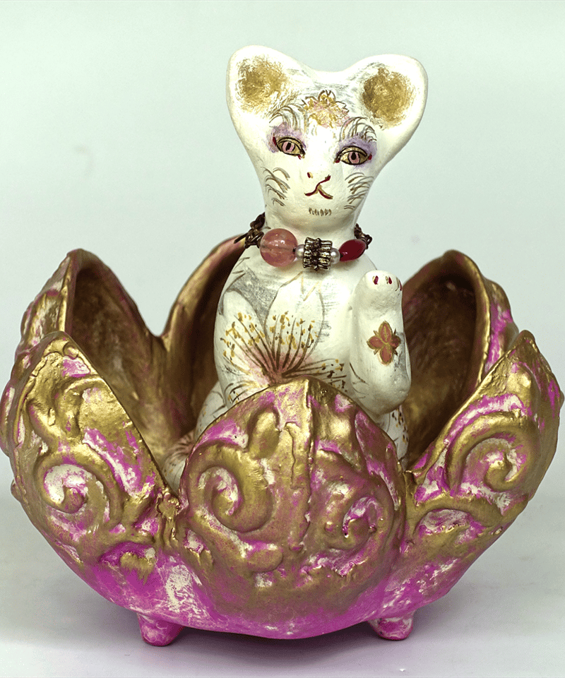 蝉丸　招き猫　美品　入手困難　金猫　猫 蝉丸在銘 入手困難ビンテージ 招き猫 作家物 古玩 金魚 金彩