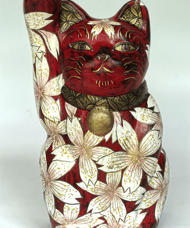 蝉丸　招き猫　美品　入手困難　金猫　猫 蝉丸在銘 入手困難ビンテージ 招き猫 作家物 古玩 金魚 金彩