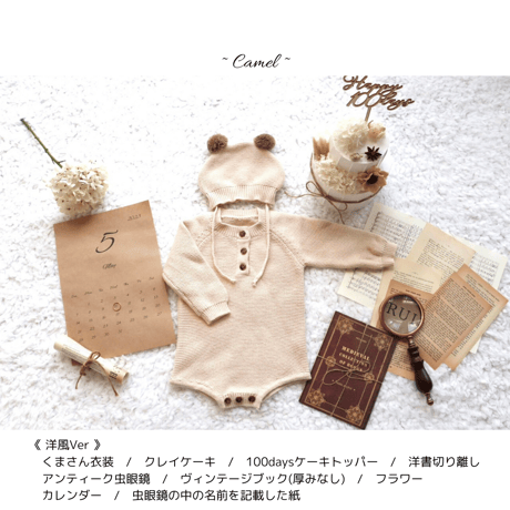 お食い初め・100日祝いセルフフォトセット【キャメル】
