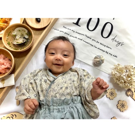お食い初め・100日祝いセルフフォトセット【スカイブルー】