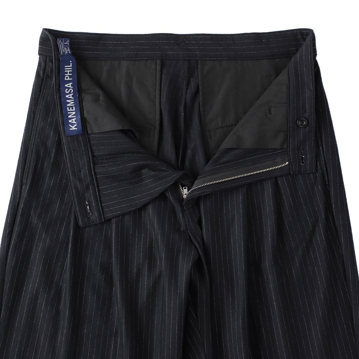 High Gauge Milled Wool Stripe Easy Slacks | niki