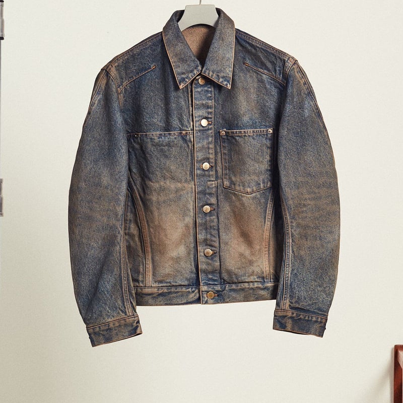 DENIM 3D TRUCKER JACKET (MUD FADED INDIGO) | niki DENIM 3D TRUCKER JACKET (MUD FADED INDIGO) | niki