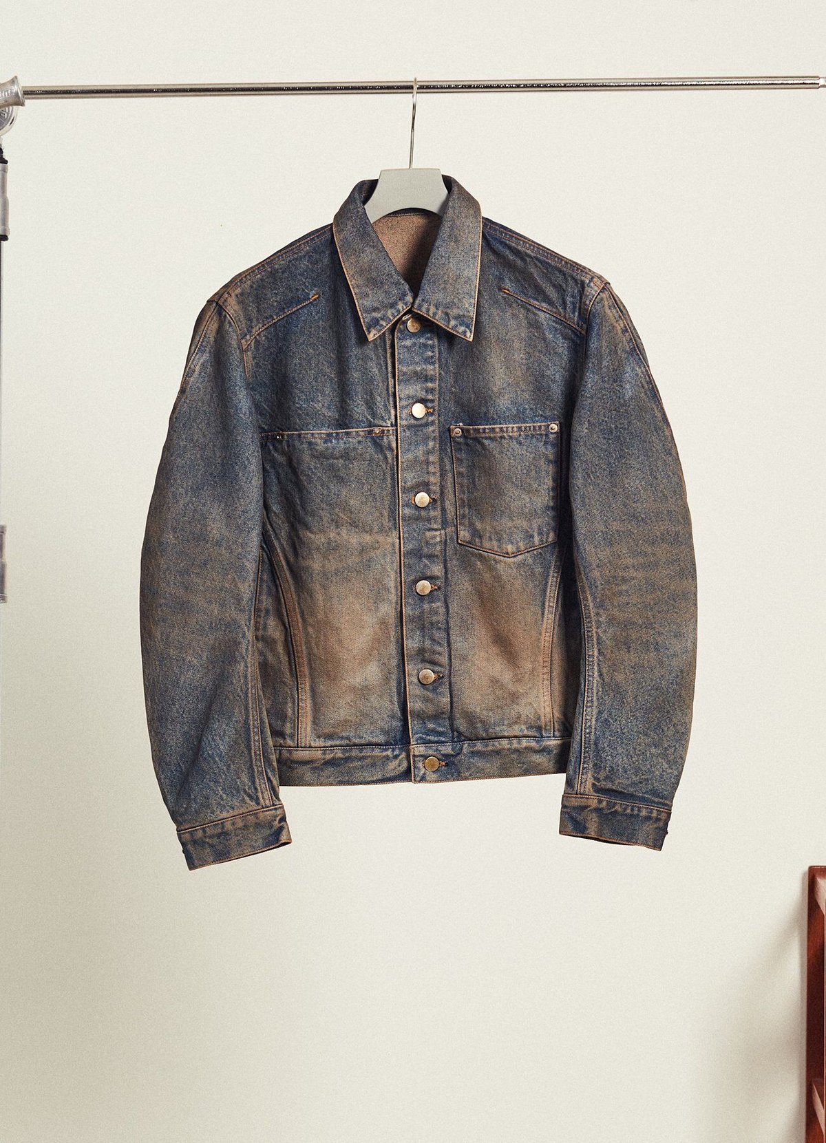 DENIM 3D TRUCKER JACKET (MUD FADED INDIGO) | niki