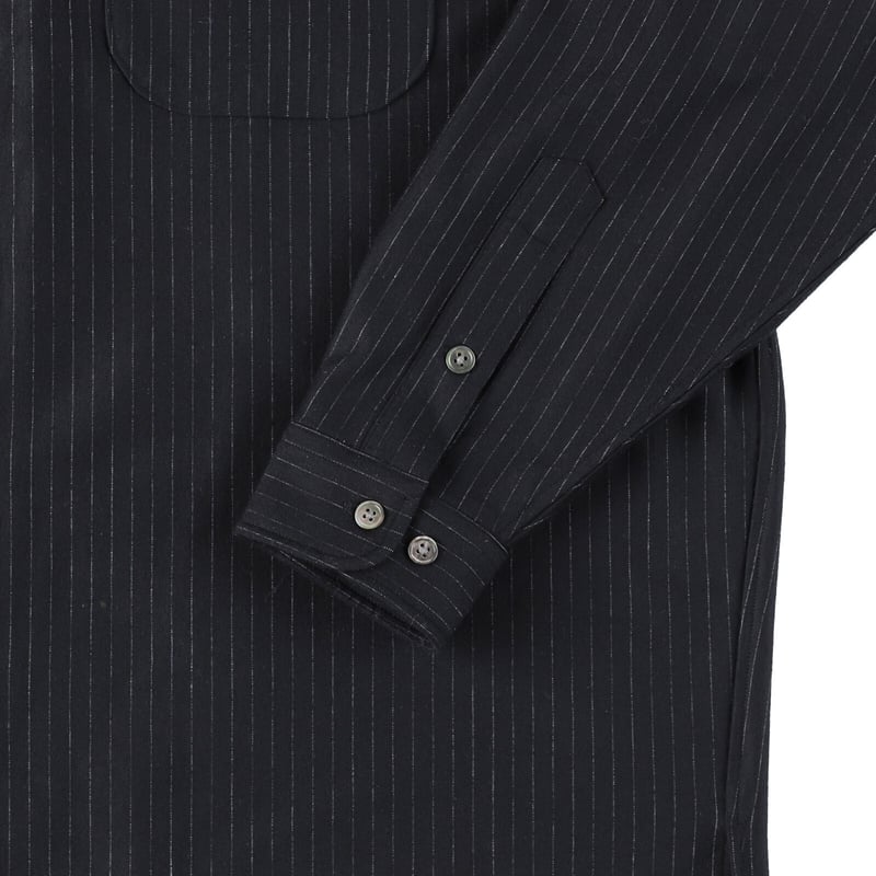 High Gauge Milled Wool Stripe Square Shirt | niki
