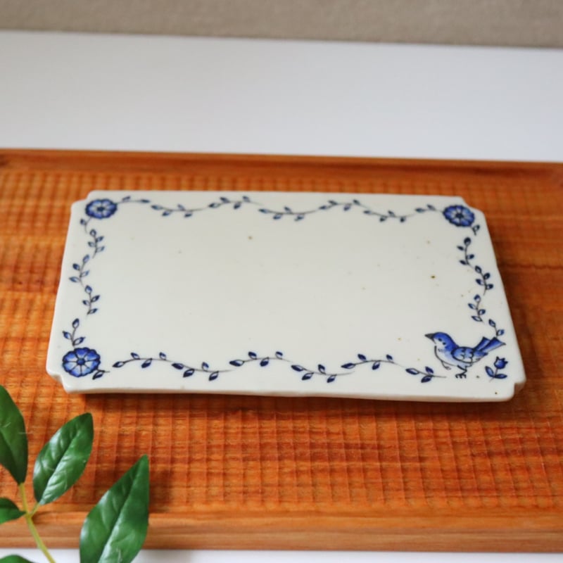 鳥遊戯画・長方板皿┊︎光萌窯 中西申幸 | うつわのキモチonline shop