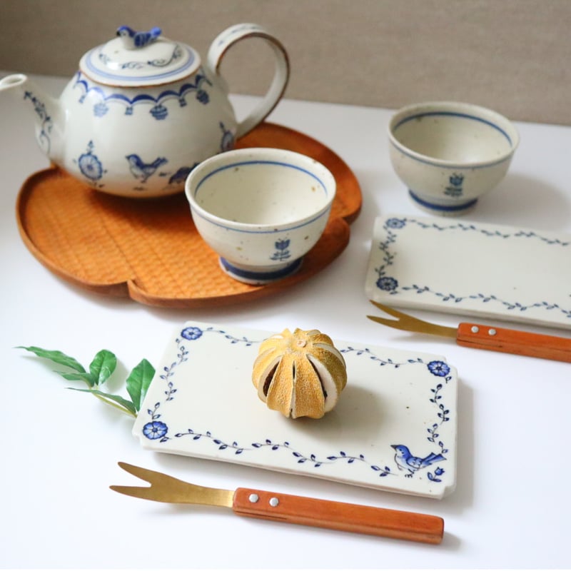 鳥遊戯画・長方板皿┊︎光萌窯 中西申幸 | うつわのキモチonline shop