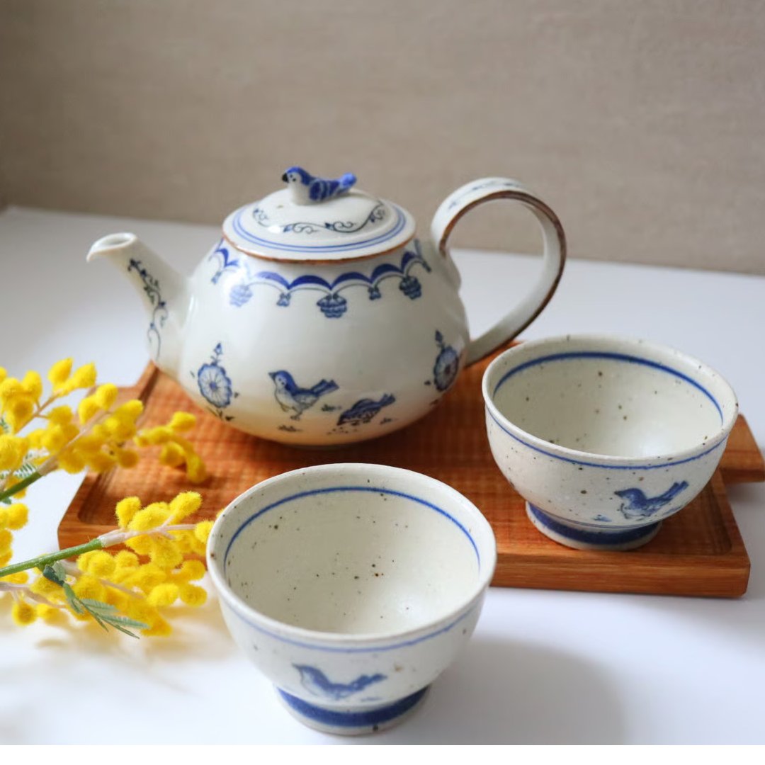 鳥遊戯画・ポット┊︎光萌窯 中西申幸 | うつわのキモチonline shop