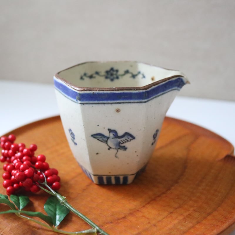 鳥遊戯画・六角片口┊︎光萌窯 中西申幸 | うつわのキモチonline shop