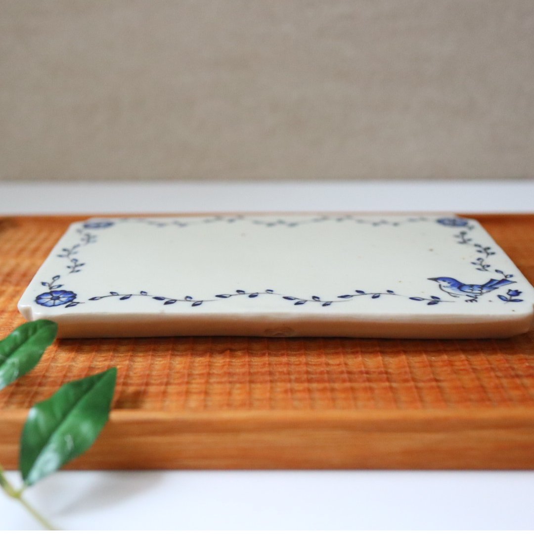 鳥遊戯画・長方板皿┊︎光萌窯 中西申幸 | うつわのキモチonline shop