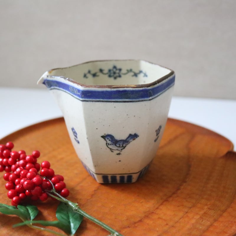 鳥遊戯画・六角片口┊︎光萌窯 中西申幸 | うつわのキモチonline shop