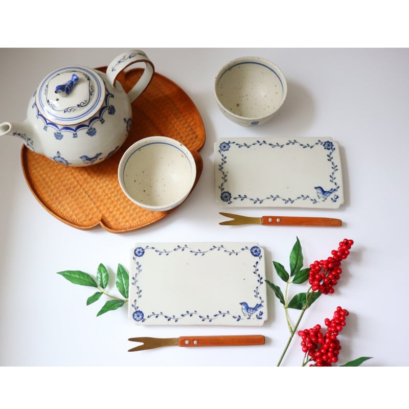 鳥遊戯画・長方板皿┊︎光萌窯 中西申幸 | うつわのキモチonline shop