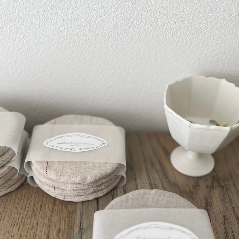 リネンコースター_2set / natural, antique | maison pocuu