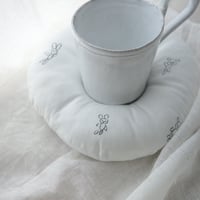 おざぶコースター　/ stuffed cotton, antique linen