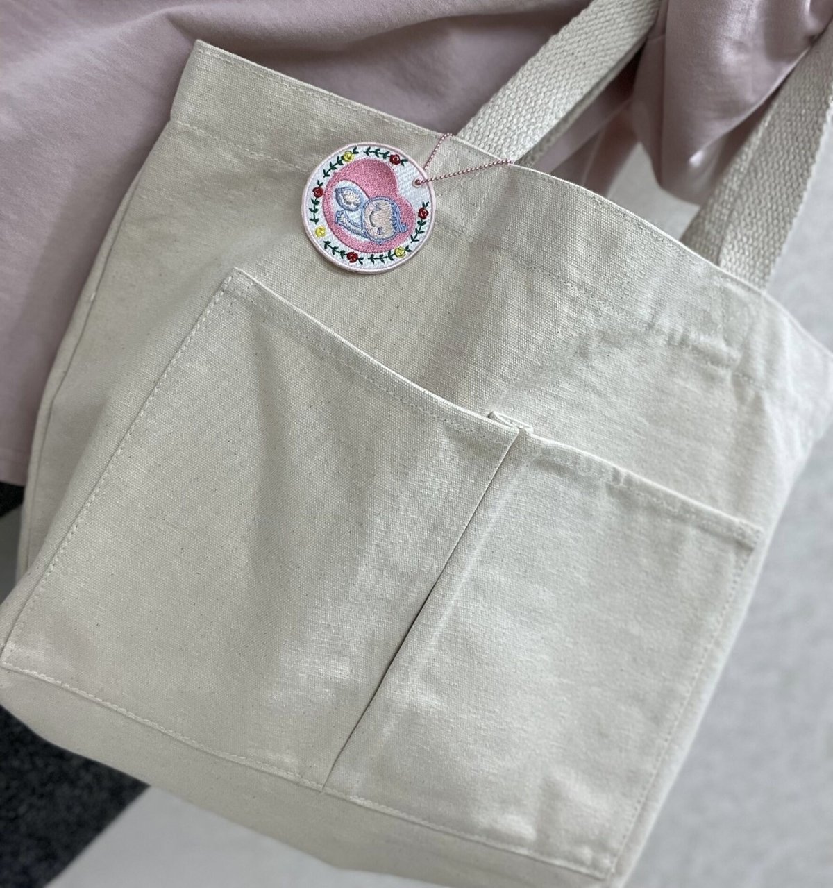 まっちゃんママリンク　トートバッグ　刺繍ワッペン マタニティーマーク／ワッペンキーホルダー | irodorikoubouumui's STORE