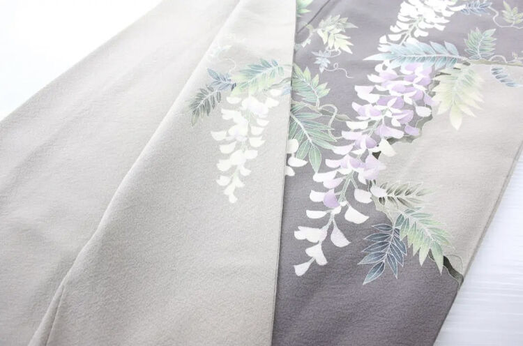 加賀友禅訪問着▪絽ちりめん▪やや濃いめの虹色に夏椿、藤のような花▪肩身丈166 加賀友禅訪問着絽ちりめんやや濃いめの虹色に夏椿、藤の